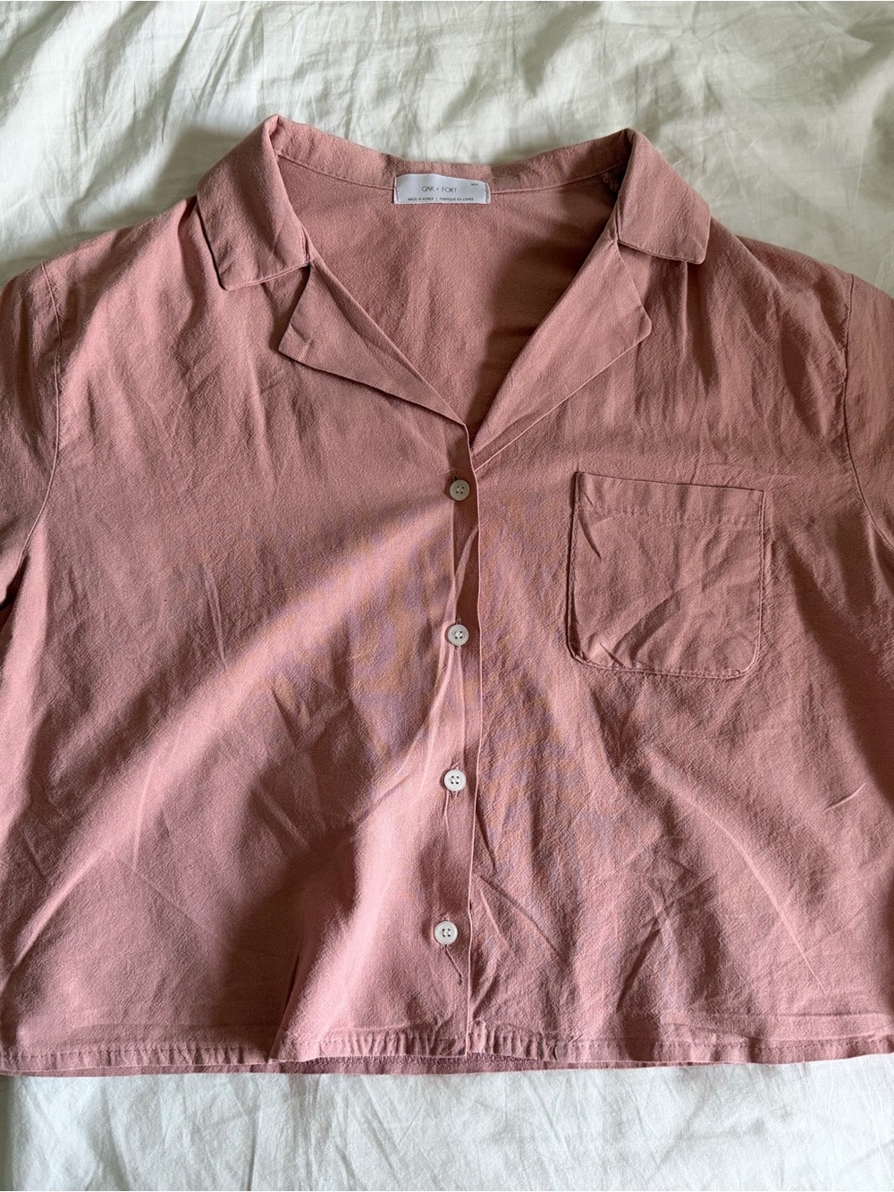 OAK + FORT Mauve-Pink Camp Collar Button-Down Shirt